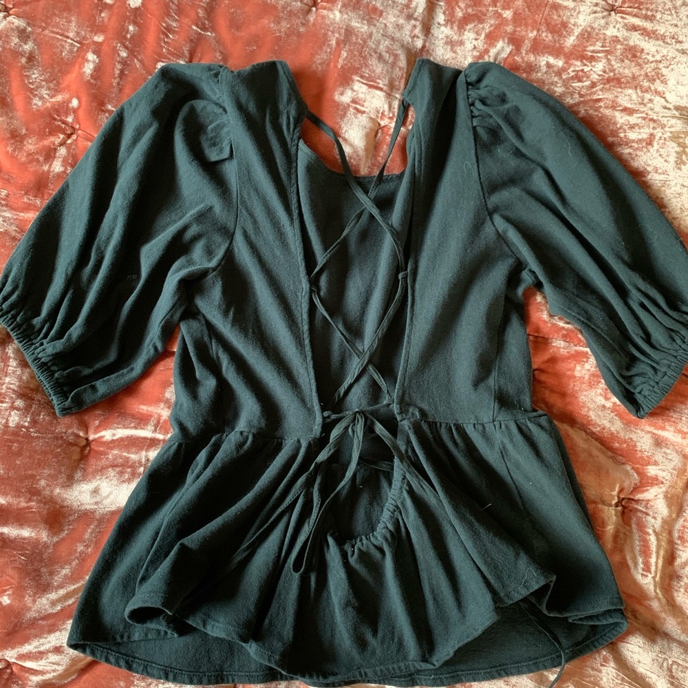Urban open back peplum blouse